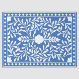 Bright Blue Traditional Bone Inlay Decoupage Paper