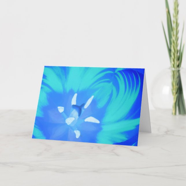 Bright Blue Tulip-hälsningskort Kort (Framsida)