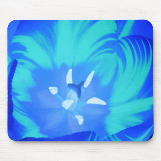 Bright Blue Tulip Mousepad Musmatta (Framsidan)
