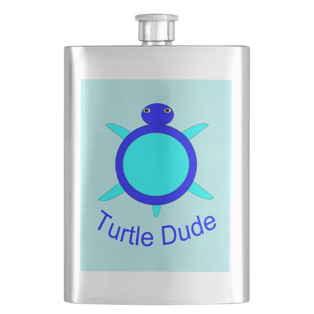 Bright Blue Turtle Boy Flasks Fickplunta (Framsidan)