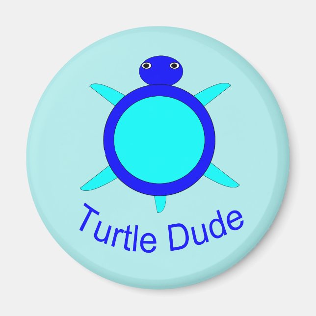 Bright Blue Turtle Boy Magnet (Framsidan)
