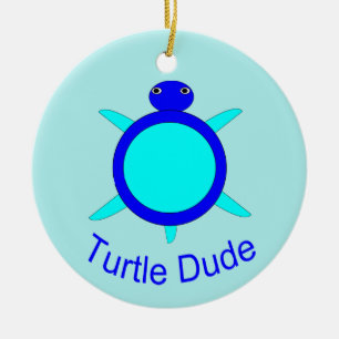 Bright Blue Turtle Boy Ornament