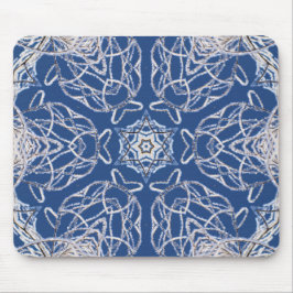 Bright Blue White Snö och Star Kaleidoscope Musmatta