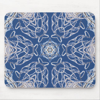 Bright Blue White Snö och Star Kaleidoscope Musmatta