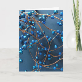 Bright Blue Winter Berries jul Helgkort