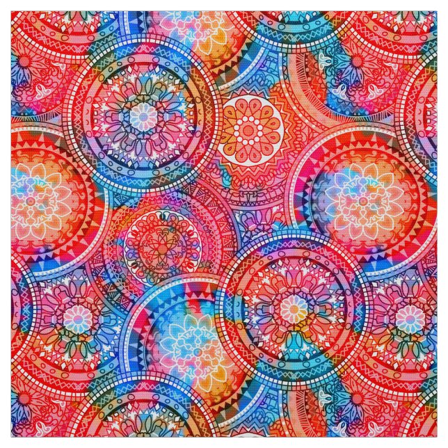 Bright Bohemian Boho Hippy Chic Mönster Tyg (Provkarta)