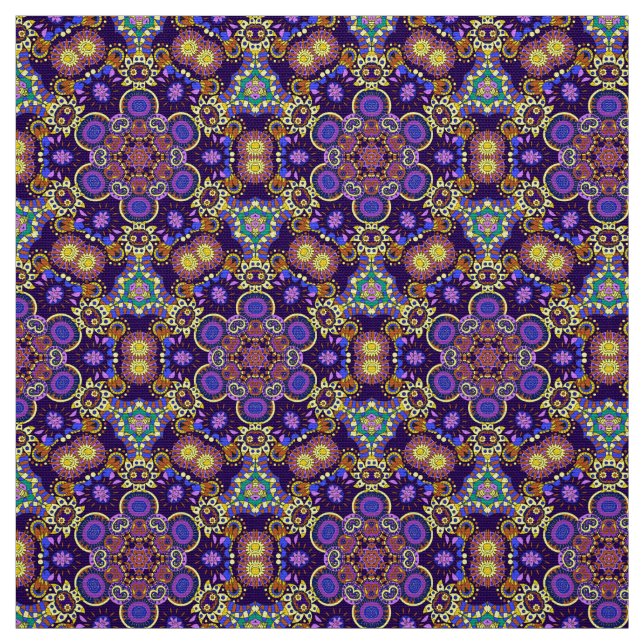 Bright Bohemian Hippy Chic Mönster Tyg (Provkarta)