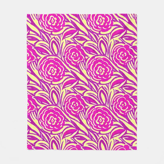 Bright Boho Blommigt Swirl Watercolor Fleecefilt (Framsidan)