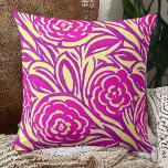 Bright Boho Blommigt Swirl Watercolor Kudde<br><div class="desc">Shock rosa - lila och gultens blommigt i mönster vid övergången</div>