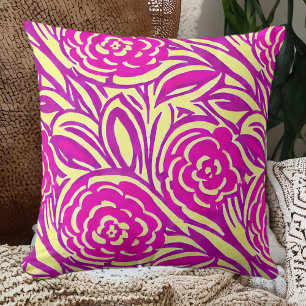 Bright Boho Blommigt Swirl Watercolor Kudde