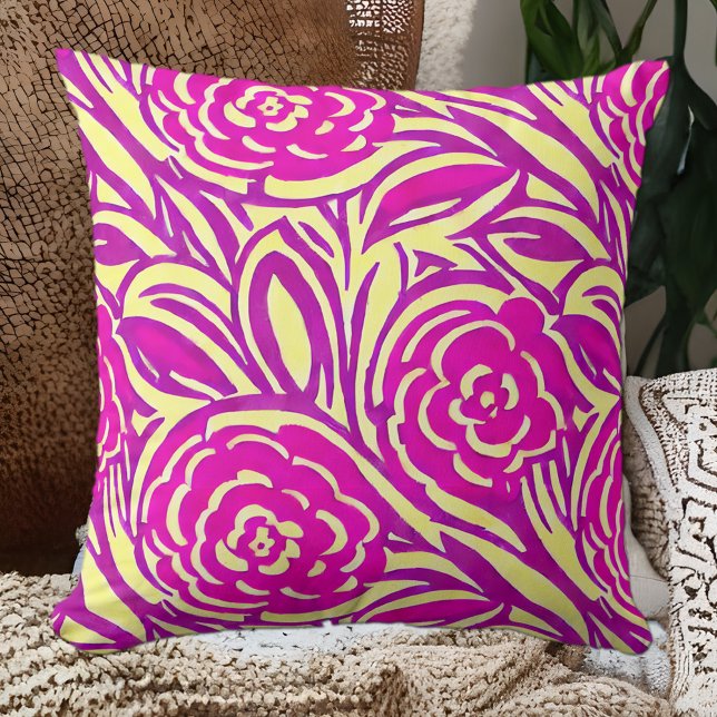 Bright Boho Blommigt Swirl Watercolor Kudde (Skapare uppladdad)