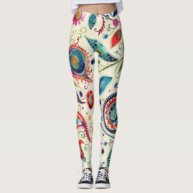 Bright Boho Design Leggings (Framsida)