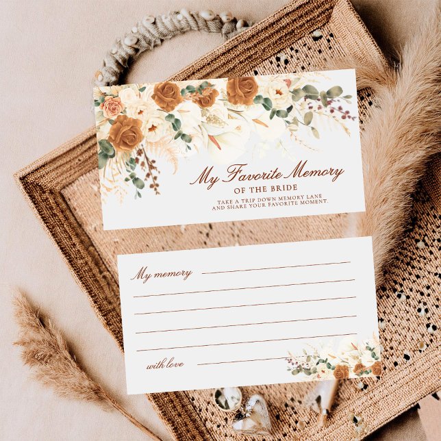 Bright Boho Favorite Memory of the Bride Ticket Anteckningskort (Skapare uppladdad)