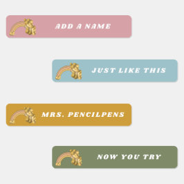 Bright Boho Rainbow Namn Klistermärke