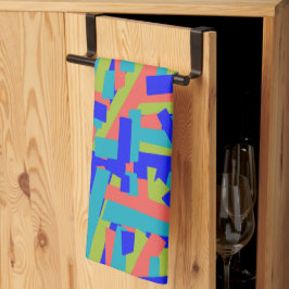 Bright Bold Blue Green Coral Abstract Patches Kökshandduk