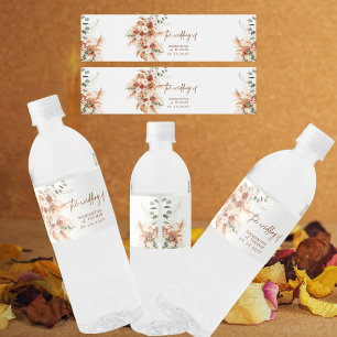 Bright Bold Boho Terracotta Bröllop Vattenflaskor Etikett