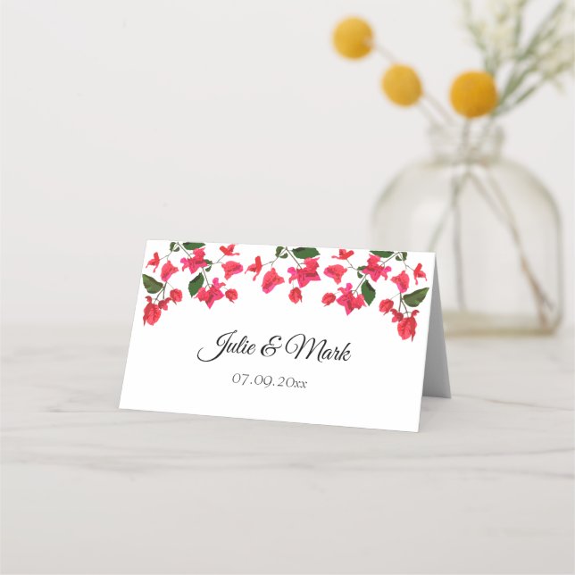 Bright Bougainvillea Flower Folke Card Placeringskort (Baksida)