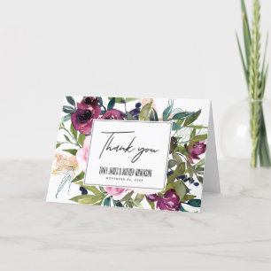 BRIGHT BURGUNDY BLOMMIGT BUNCH BRÖLLOP TACK KORT