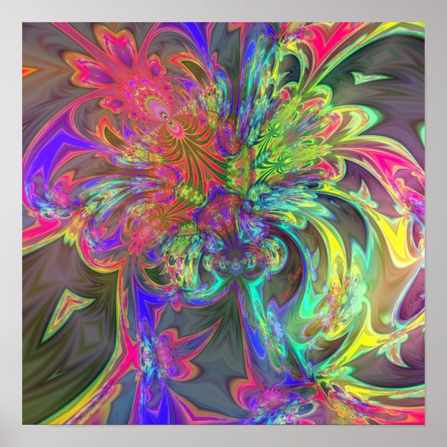 Bright Burst of Färg - Salmon & Indigo Deva Poster (Framsidan)