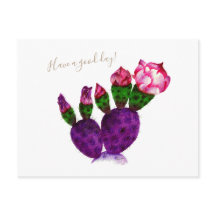 Bright Cactus with Flower Pen Teckning botanical