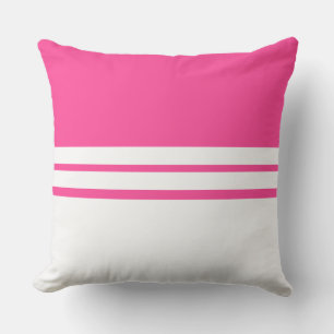 Bright Candy Rosa White Färg Block Tävla Rand Kudde