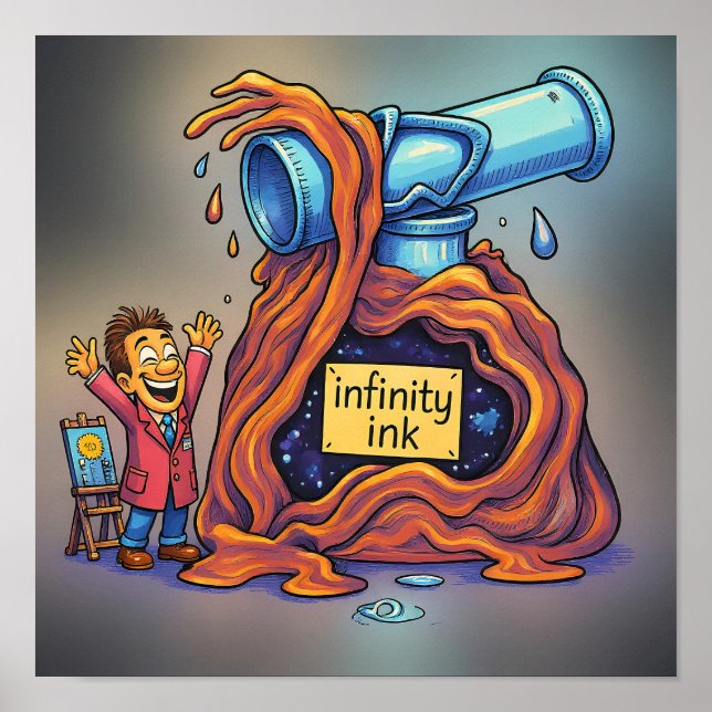 Bright Cartoon Ink Mascot Decal Sticker Poster (Framsidan)