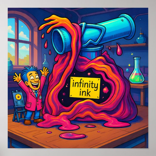 Bright Cartoon Scientist Wall Art Print Poster (Framsidan)