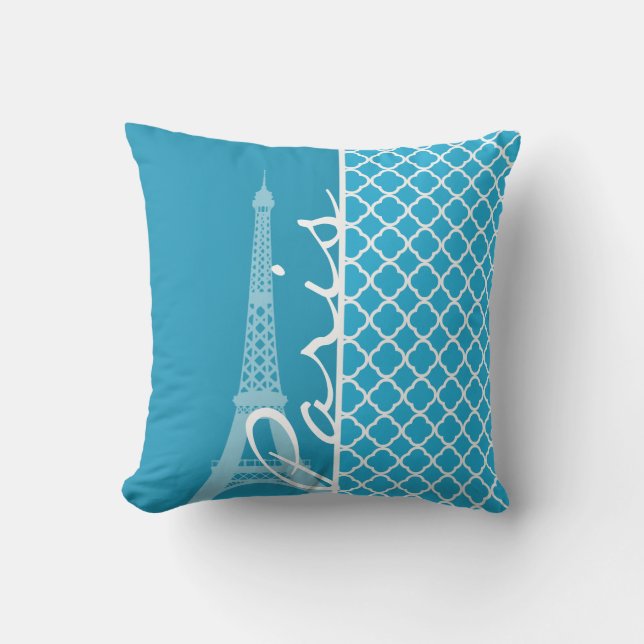 Bright Cerulean Quatrefoil Kudde (Framsida)