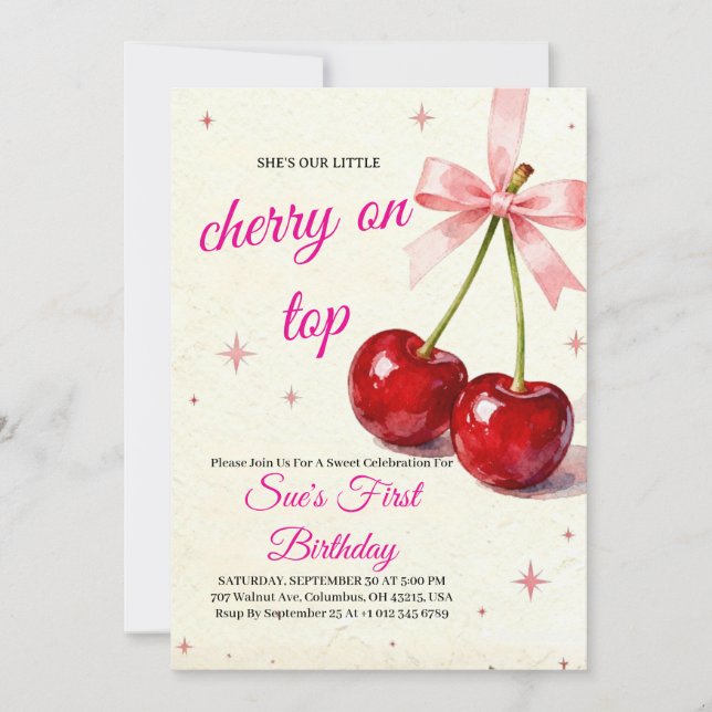 Bright & Cheerful 1st Birthday Invitation Inbjudningar (Framsida)