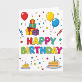 Bright & Cheerful Cartoon “Happy Birthday” Card Kort