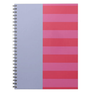 Bright Cheerful pink and ice blue striped design Anteckningsbok
