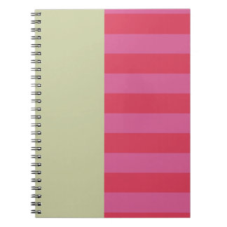 Bright Cheerful pink and sage green striped design Anteckningsbok