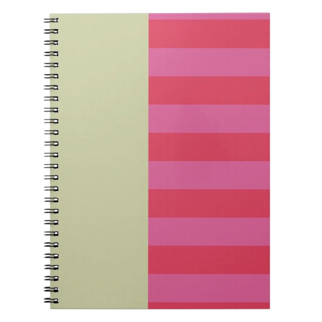 Bright Cheerful pink and sage green striped design Anteckningsbok (Framsidan)