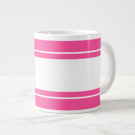 Bright Chic Söt Candy Rosa White Tävla Rand Jumbo Mugg