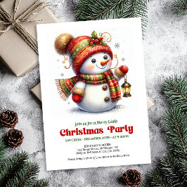 Bright Christmas snowman invite kids holiday Inbjudningar