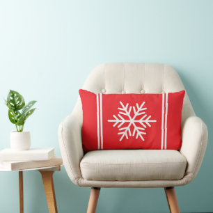 Bright Christms Red White Tävla Rand Snowflake Lumbarkudde