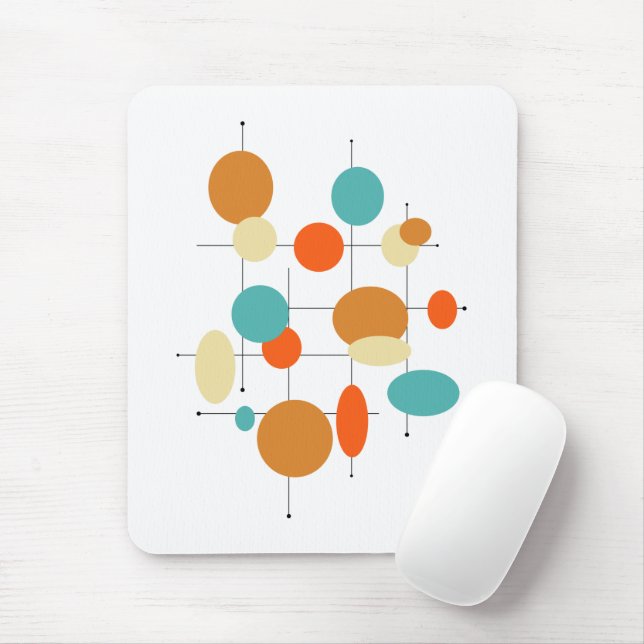 Bright cirklar Retro Mid Century Modern Musmatta (Med mus)