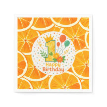 Bright Citrus First Birthday Papper Tallrikar