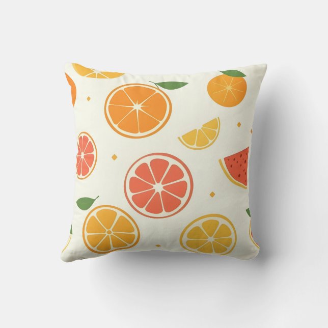 Bright Citrus Fruit Art Kudde (Baksida)