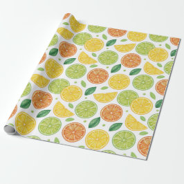 Bright Citrus Slice Pattern Gift Wrap Presentpapper