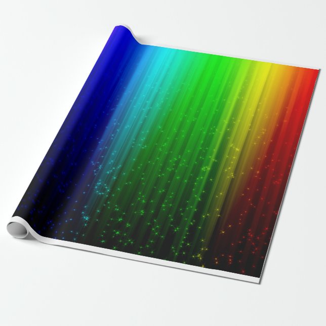 Bright & Classic Rainbow med stjärnornas omslagnin Presentpapper (Utrullad)