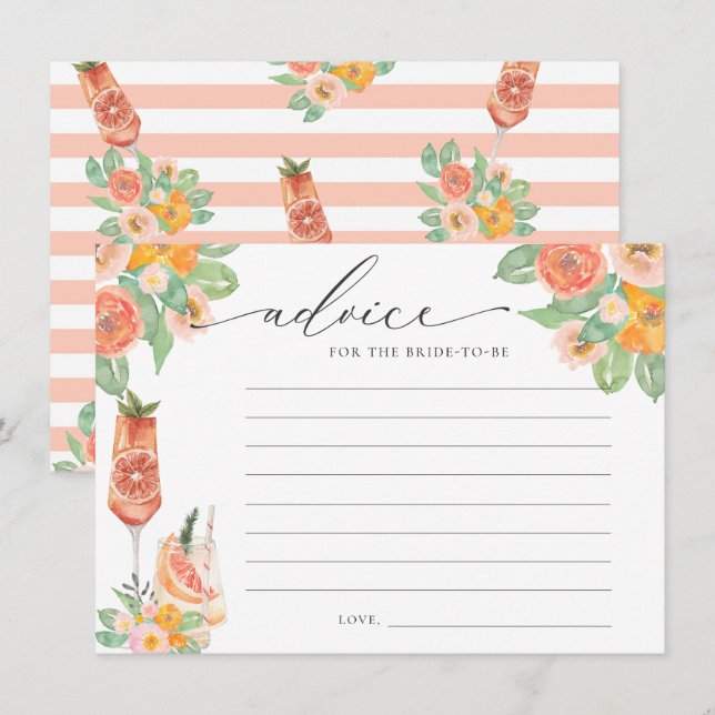 Bright Cocktail Advice for the Bride to be Tilläggskort (Fram/baksida)