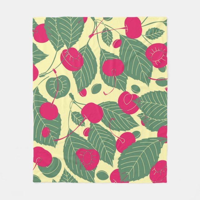 Bright color summer pattern with cherries. Illustr Fleecefilt (Framsidan)
