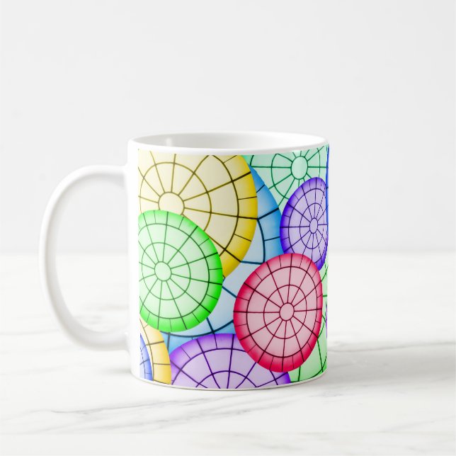 Bright Colorful Abstract Circles Pattern Kaffemugg (Vänster)