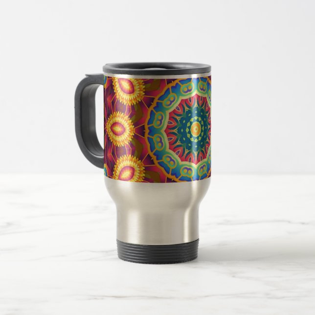 Bright Colorful Abstract Floral Mandala Resemugg (Framsida vänster)