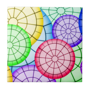 Bright Colorful Abstrakt Circles Mönster Kakelplatta