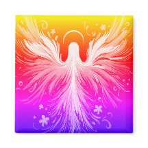 Bright Colorful Angel Design on a Square Key Chain