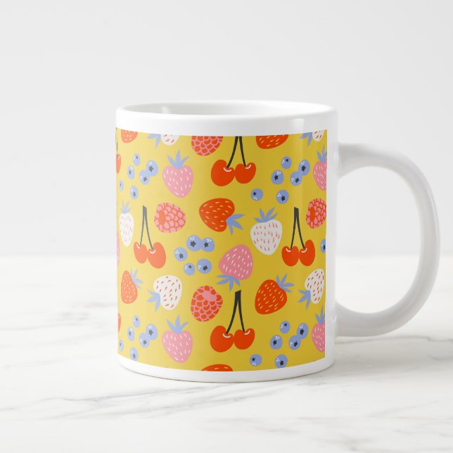 Bright Colorful Berry Fruit Mönster Jumbo Mugg (Höger)