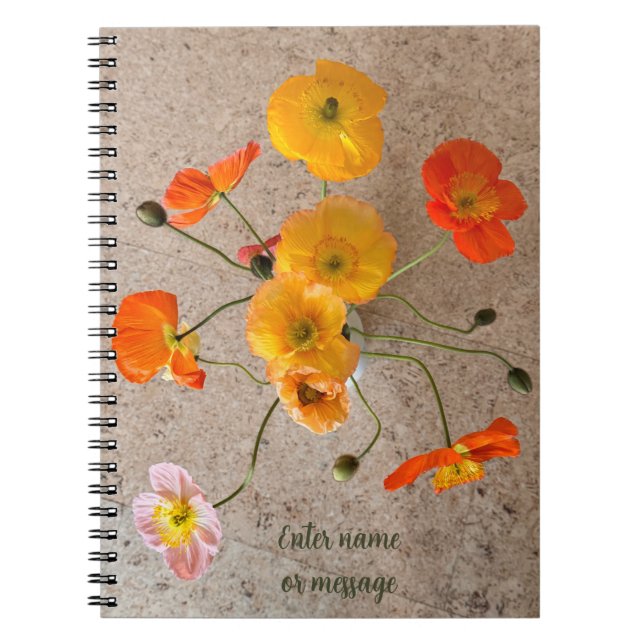 Bright Colorful Birthday Poppy Anteckningsbok (Framsidan)