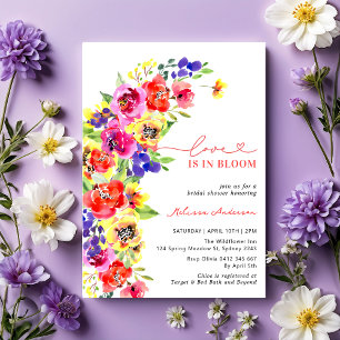 Bright Colorful Blommigt Kärlek i Bloom Möhippa Inbjudningar